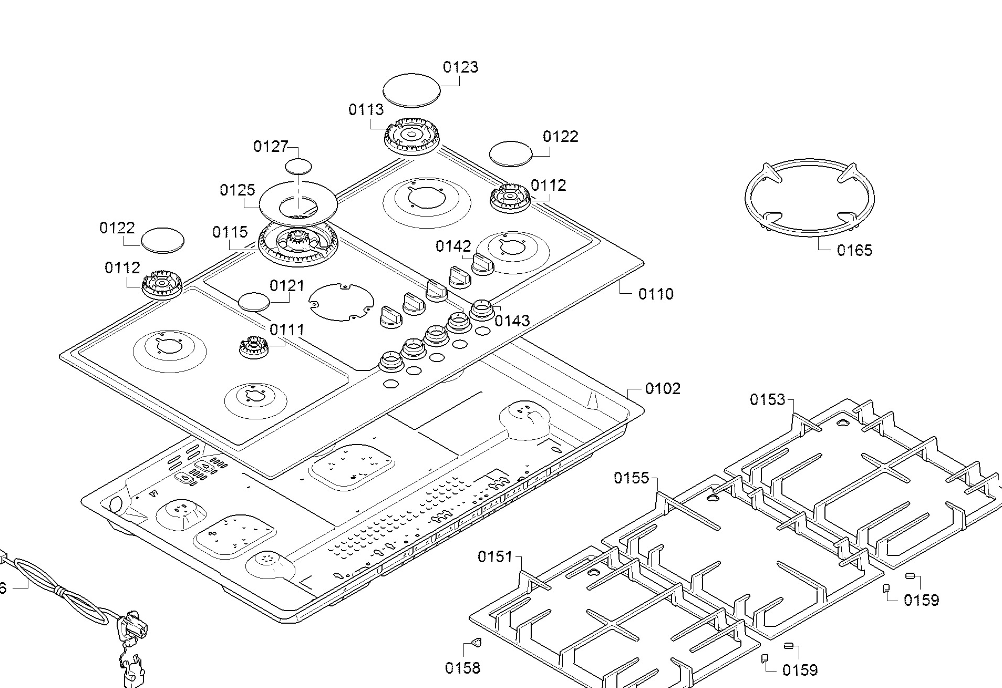 BURNER CAP GAS HOB COOKER BOSCH 0123